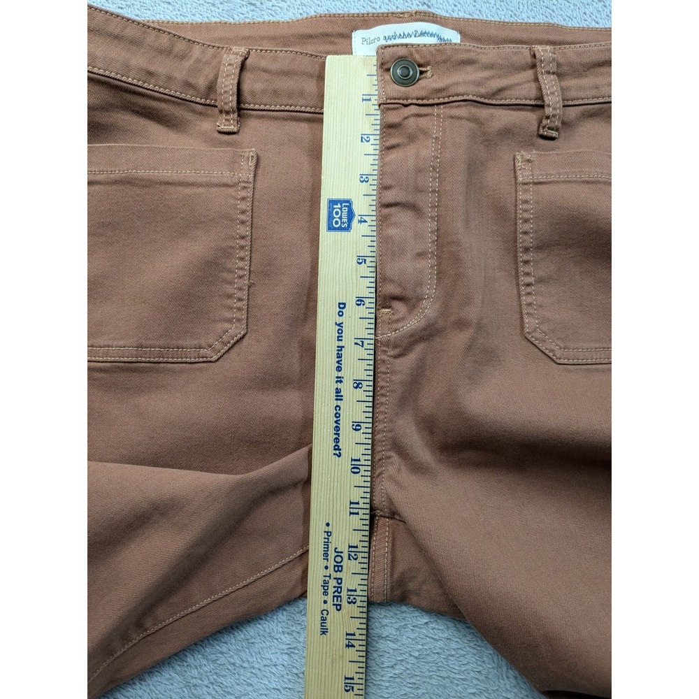 Pilcro Anthropologie Brown Flare Patch Pocket Jeans Plus Size 16W Boho Retro - Picture 7 of 11